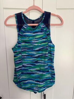 lululemon athletica Blue and Green Striped Racerback Tank
